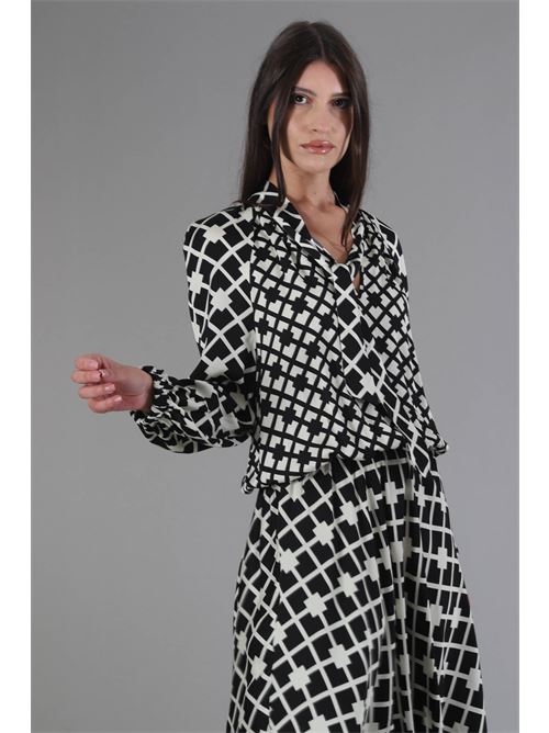 Abito in viscosa fantasia Double C | E63-111NERO/AVORIO